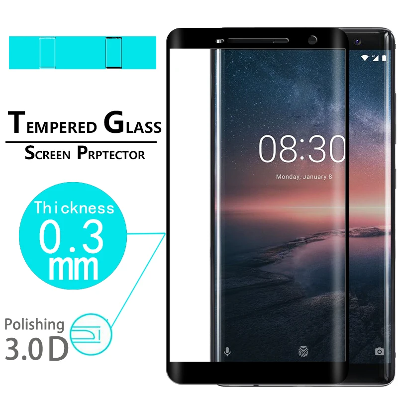 Закаленное стекло с полным покрытием для NOKIA 8 sirocco TA 1005|Защитные стёкла и плёнки