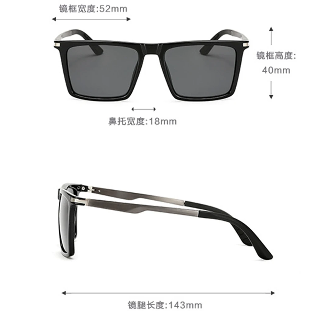 Al-Mg, квадратные солнцезащитные очки, поляризованные солнцезащитные очки, изготовленные на заказ, близорукость, минус, линза по рецепту-1To-6