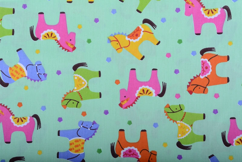 Half Meter 160*50cm Cute Horses Printed 100% Cotton Fabric for Children Bedding Sheets Pillows Twill Cloth Sewing Quilting | Дом и сад