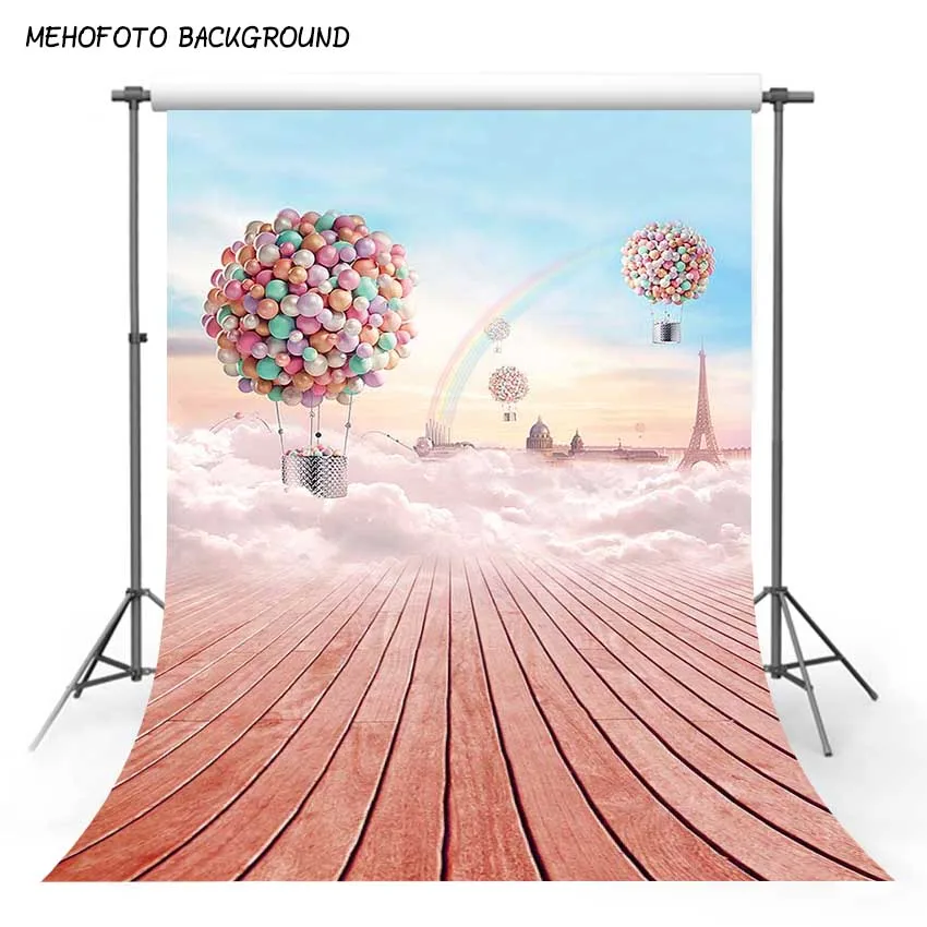 Фон для фотосъемки на день рождения MEHOFOTO деревянный пол воздушный шар Декор