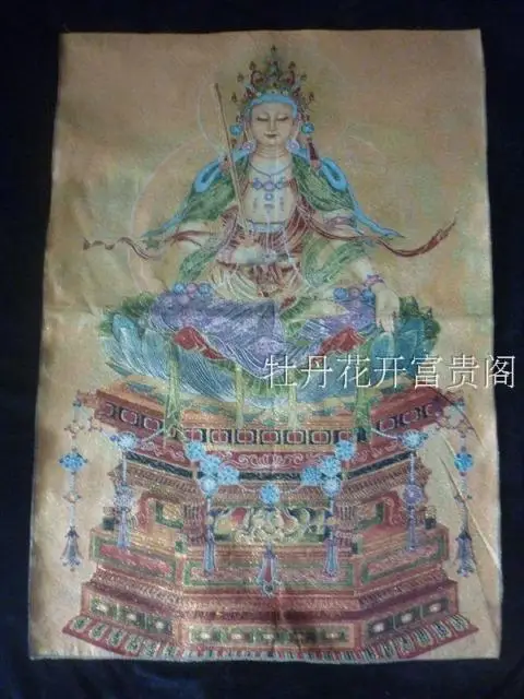 

Chinese Antique collection the Thangka embroidery Goddess of mercy diagram
