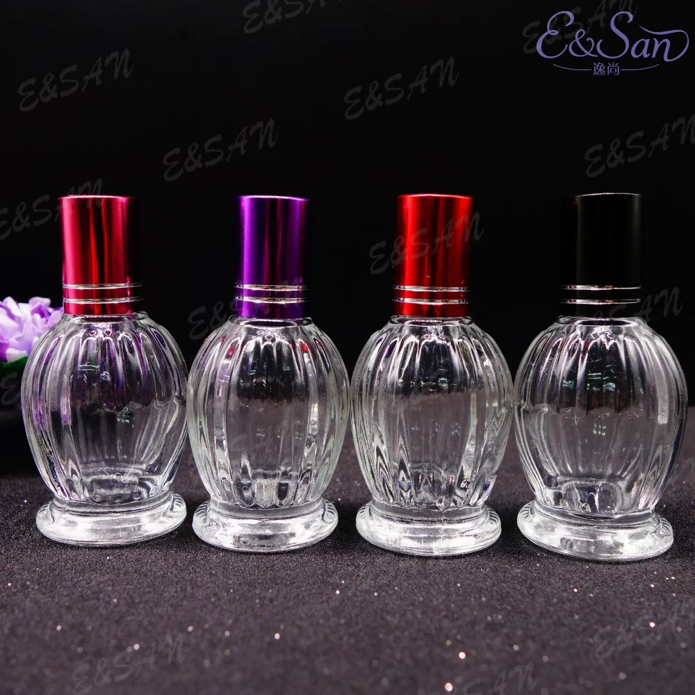 FZL385-10ML Oval Vertical Striped Roll On Bottle Aluminum Cover Transparent Glass Cosmetic Perfume Bottle 100pcs/lot