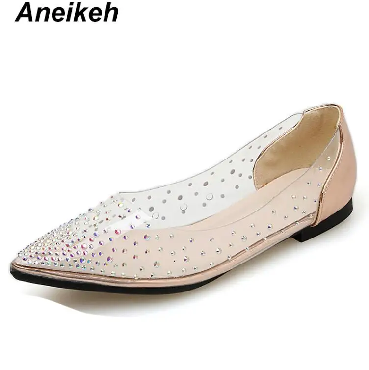 Champagne Aneikeh/ г.; выразительные Модные прозрачные женские босоножки из пвх; туфли-лодочки на высоком каблуке; туфли-лодочки с острым носком; слипоны; Размеры 35-40 - Цвет: Champagne
