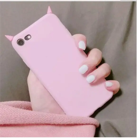 3D класса люкс дьявольским рожками, силиконовый чехол, чехол для samsung Galaxy A10 A20E A30 A40 A50 A70 A80 A90 A10S A20S M10 M20 M30 M30S A8S A9S - Цвет: Розовый