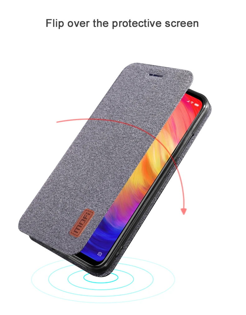 Чехол для redmi note 7, чехол MOFI для Xiaomi redmi note 7, тканевый флип-чехол для redmi note 7, полный Чехол, флип-чехол с подставкой, матовый чехол