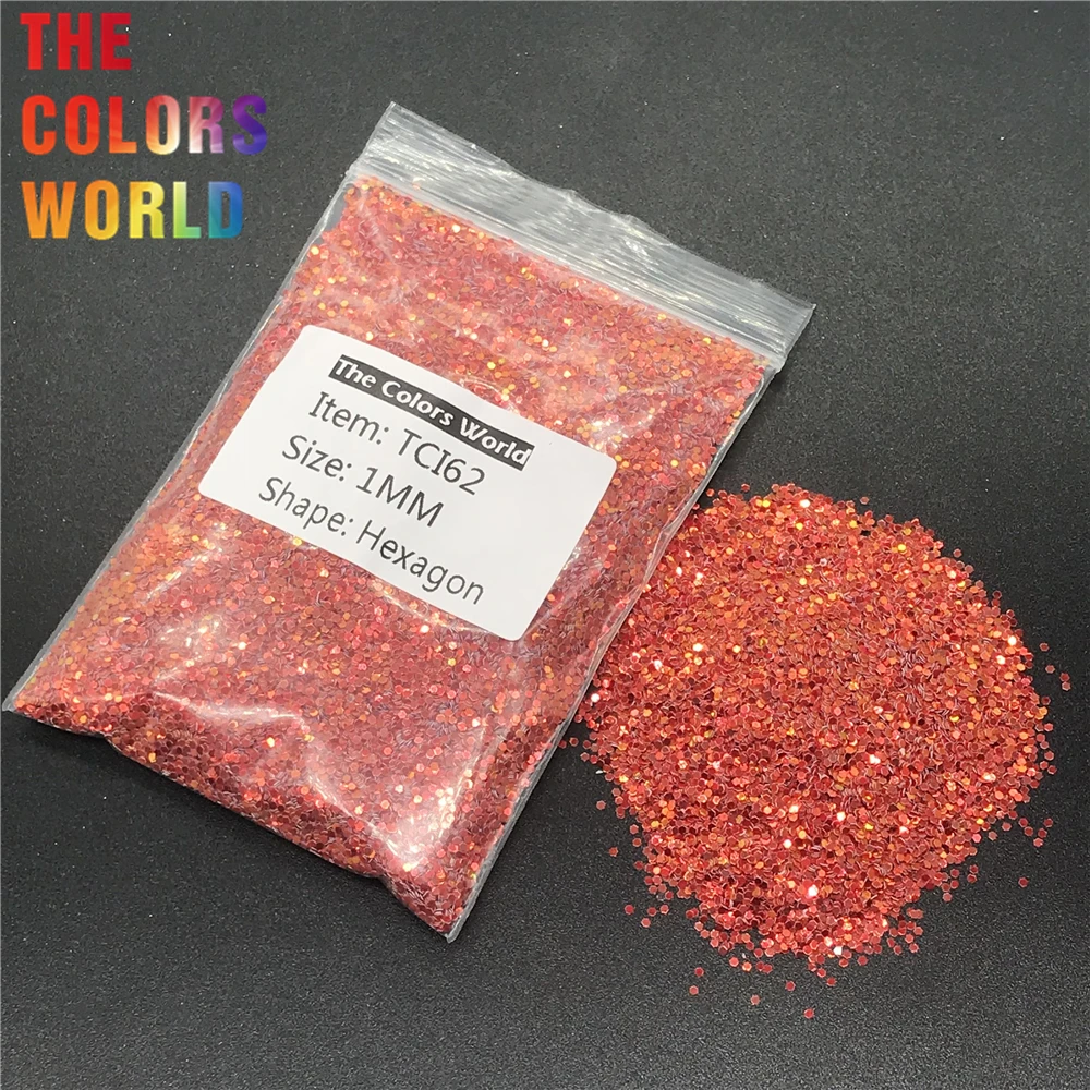 TCI62 Радужный перламутровый красный цвет с золотым светом в форме шестиугольника