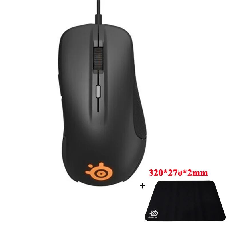 100% OriginalSteelseries Rival 300 Gaming Mouse Wired 6500 DPI RGB LED LOGO Optical Mouse Gamer USB Mice For Dota 2 + Mouse Pad
