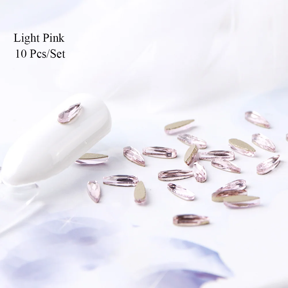 Light Pink 10 шт. Стразы для дизайна ногтей в форме капли с плоской задней поверхностью, 3D Шарм, мини Стразы с бриллиантами, набор, сделай сам, украшение из драгоценных камней, маникюр LA905 - Цвет: Light Pink