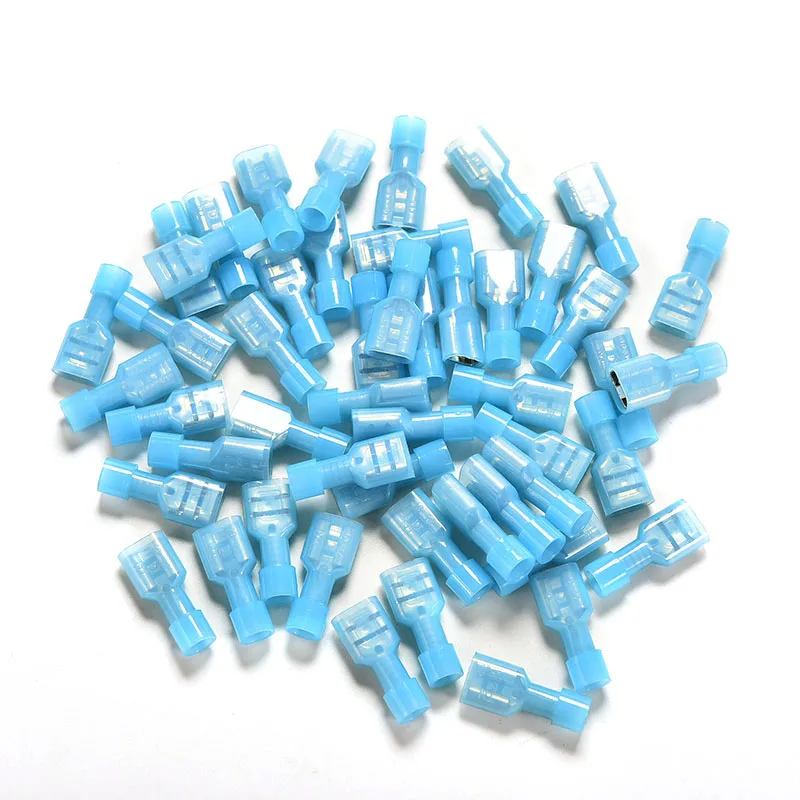 

50pcs Quick Splice Lock Wire Convenient Terminals Crimp Blue16-14AWG Female Spade Insulated Electrical Cable Connectors