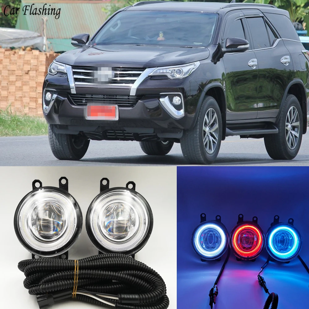 2 шт. светодиодный Cut Line объектива Противотуманные фары лампы 3 цвета Ангельские