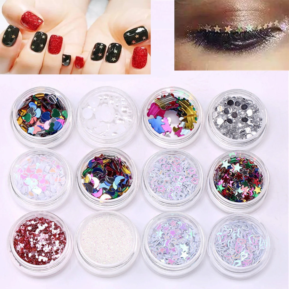 Блестки для ногтей Макияж девочек сердце любовь звезды жемчуг флэш дрель макияж