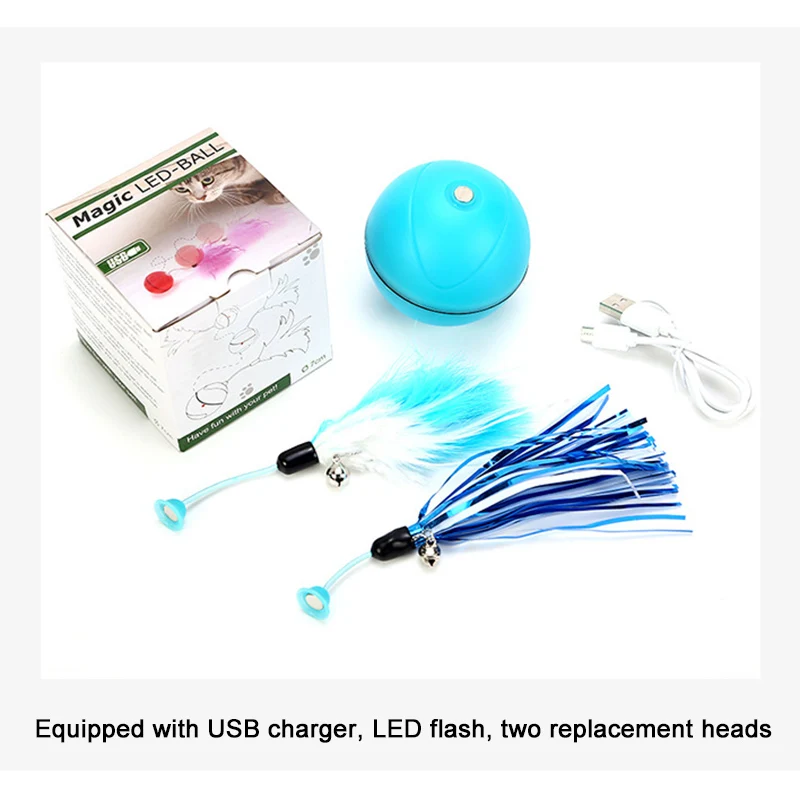 Newly Cat Toys Ball 360 Degree Automatic Rotation USB Rechargeable Pet Toy Detachable Feathers XSD88 | Дом и сад