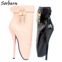 sorbern drag queen ballet heel boots ladies heels plus size ankle women boots zipper lockable stilettos heel booties unisex