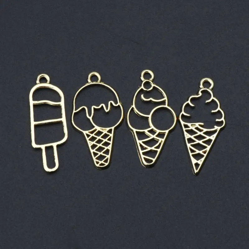 4 шт. милые металлические рамки для мороженого кулон Безель ювелирные изделия из