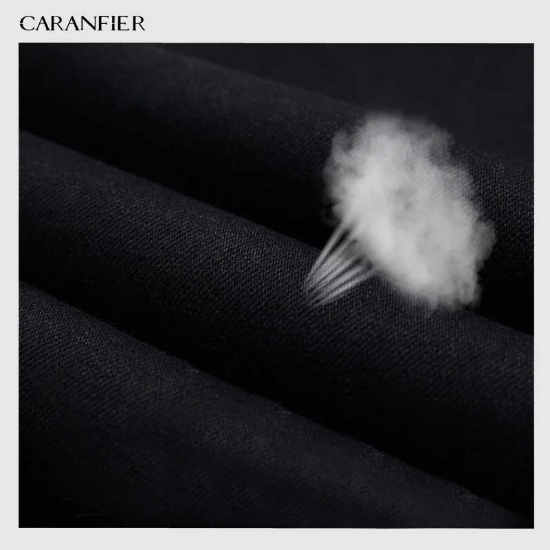Мужские облегающие джинсы CARANFIER черные эластичные повседневные плотные
