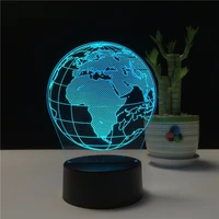 creative earth globe map 3d lamp 7 color bedside bedroom led usb night light home decoracao kis gift toy