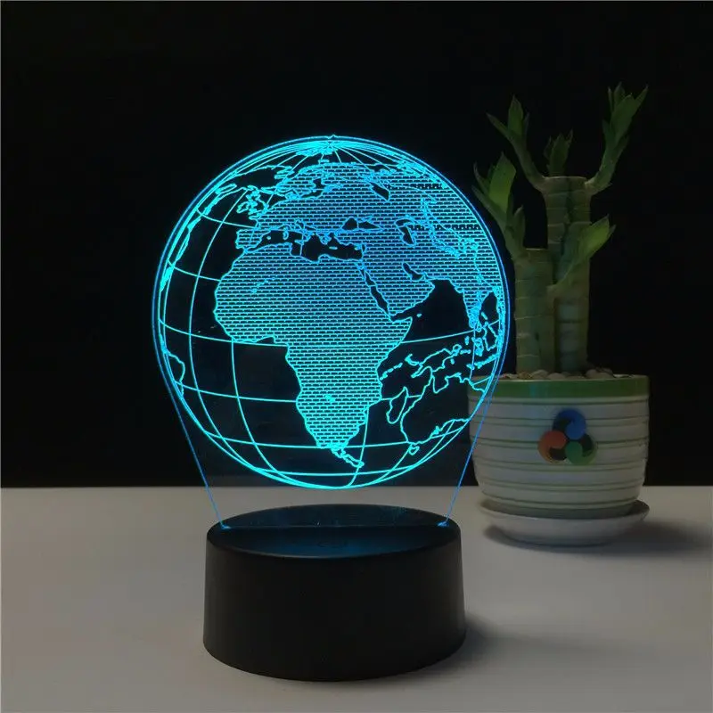 Креативная 3D лампа с изображением глобуса земли ночник светодиодный питанием от