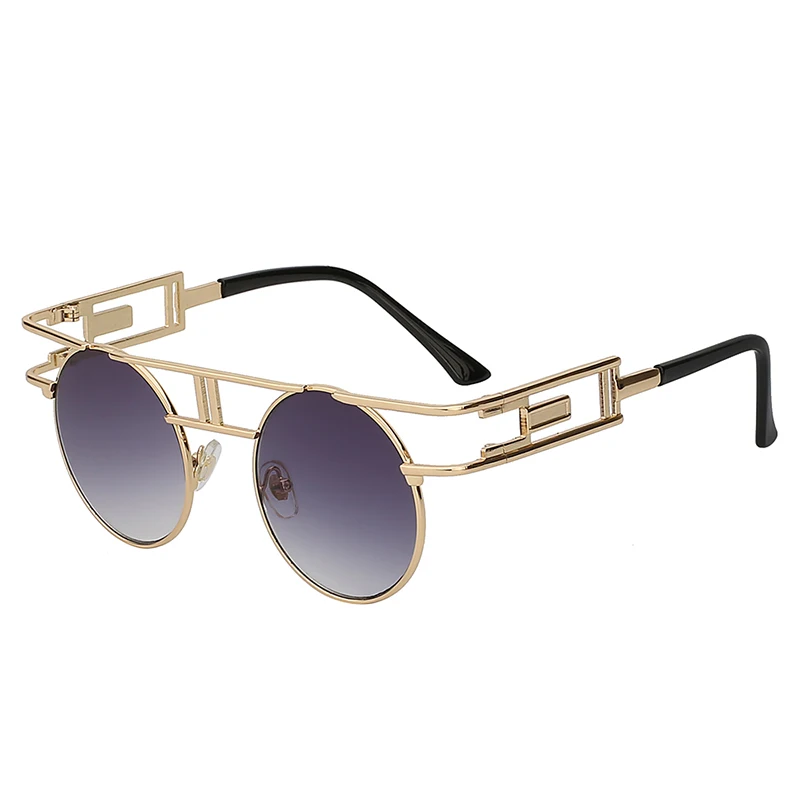 Gold w smoke lens Стимпанк круглое солнцезащитное стекло es для женщин и мужчин покрытие солнцезащитное стекло вдохновленное уникальное 80 ретро стекло es для женщин и девочек Feminino - Цвет линз: Gold w smoke lens