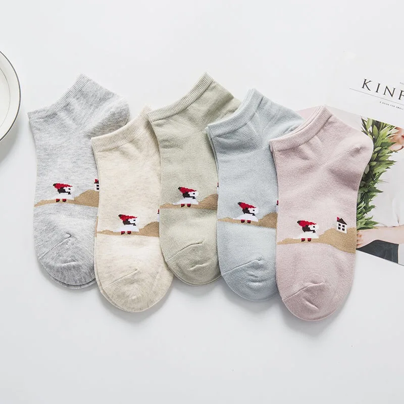 5 парт/Лот новые женские хлопковые носки розовые милые до щиколотки с кроликом