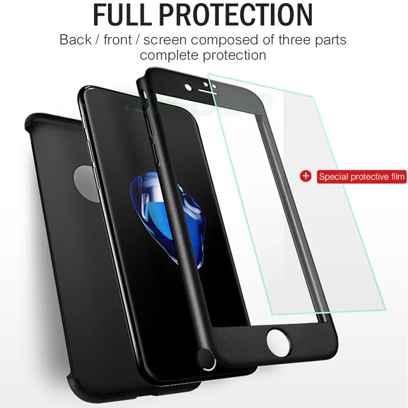 Роскошный чехол OICGOO 360 градусов для iPhone 6 6s 7 8 Plus X 10 чехлы из закаленного стекла |