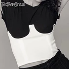 Женский укороченный топ TWOTWINSTYLE, Черный Уличный Топ без рукавов, сексуальная Корсетная одежда, на лето, 2020