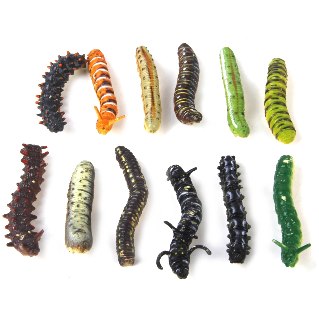 

New Arrivals 12pcs Funny Novelty Plastic Twisty Worm Model Pretend Trick Toy Multi-color Classic Toys Kids Child Toy Gift Boy
