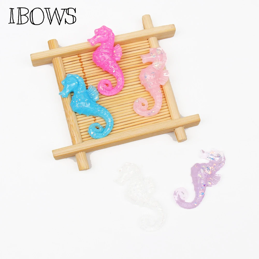 IBOWS 10 шт. плоские пластмассовые морские лошади Flatback Смола Кабошон для украшения