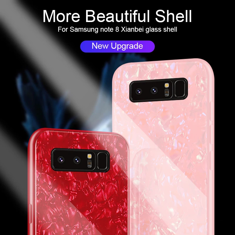 Чехол для телефона из закаленного стекла с раковиной Samsung S9 S8 Plus Note 9 8 глянцевый