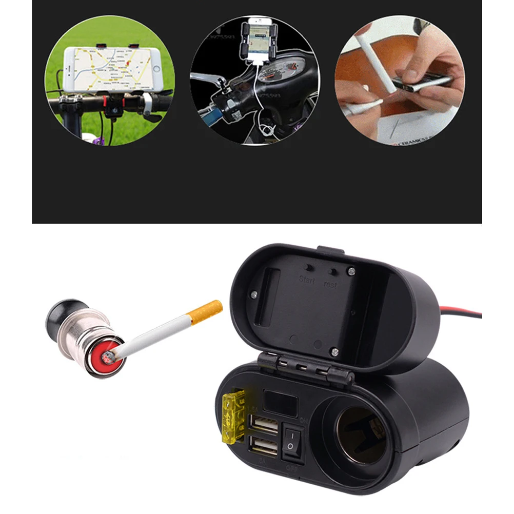 Мотоцикл USB зарядное устройство вольтметр Водонепроницаемый дисплей времени