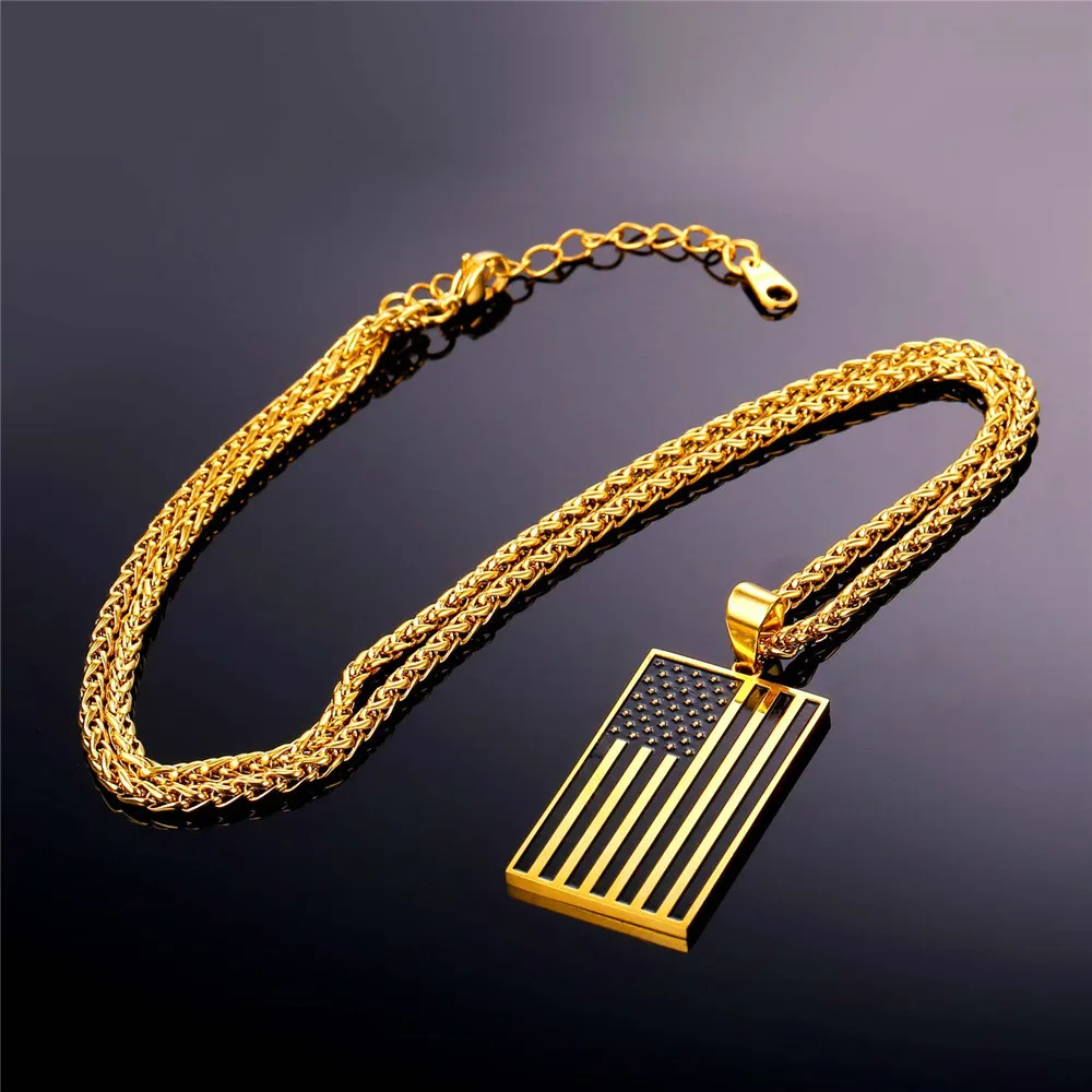 Ожерелье с американским флагом кулон и цепочкой ювелирные изделия из нержавеющей стали P1810G|pendant with chain|american