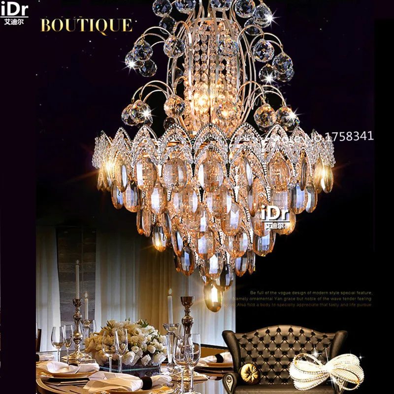 

New Luxury living room atmosphere gold chandelier crystal lights bedroom led lamps roundr Bedroom lamp Hall