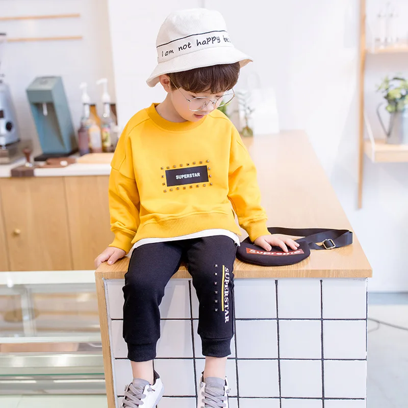 2018 Spring Autumn New Fashion Boys Long Sleeved Pullover Cotton Casual Shirts Trousers Clothings Suits Popular Tidal |