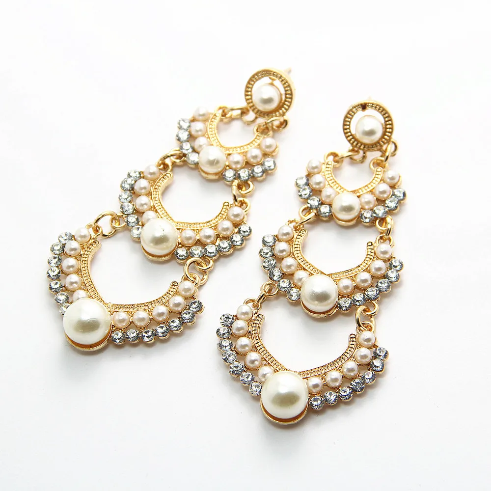 Элегантные индийские серьги Дешевые Ювелирные изделия полный жемчуг сердце