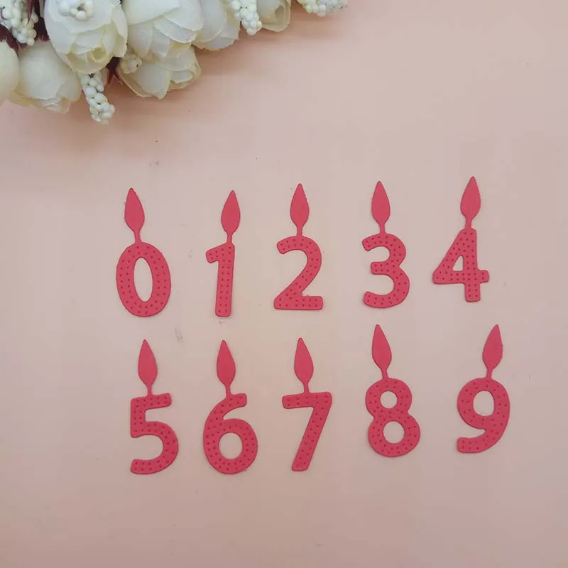 

Happy Birthday candle Fire Number 0~9 cutting die clear stamp 2018 New cutting die for DIY Scrapbooking Decorative Dies
