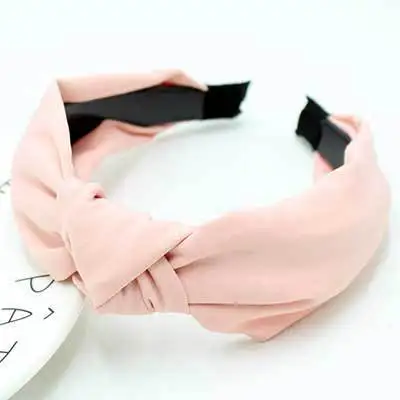 Pink Однотонная тканевая повязка на голову с крестиком и зубчатой головкой, обручи для волос, аксессуары, повязка на голову для женщин и девочек, резинки для волос, головной убор, головной убор - Цвет: Pink