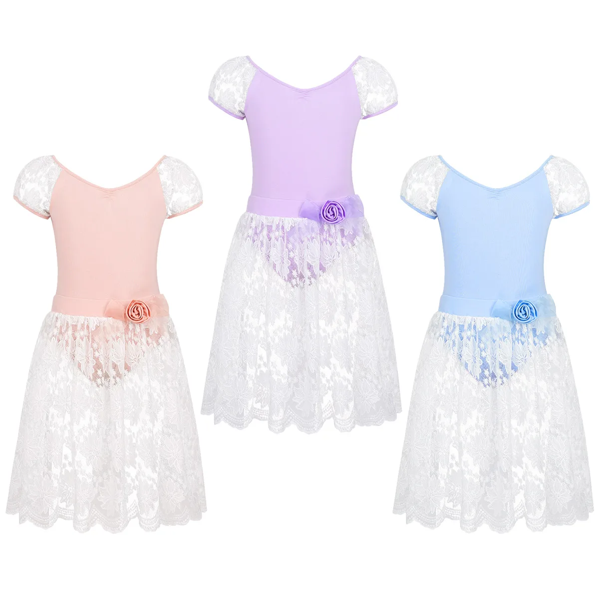 Милый детский костюм для девочек подростков с короткими рукавами фонариками