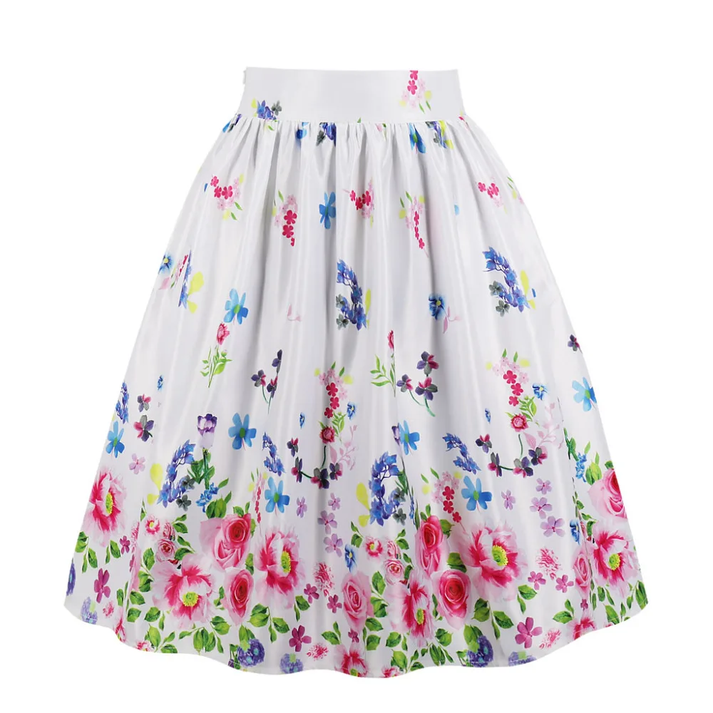 Плиссированные женские юбки с цветочным принтом винтажная повседневная юбка