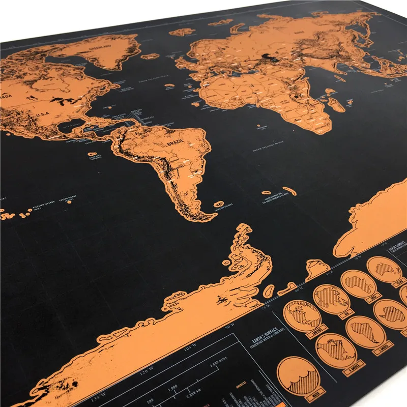 Прямая поставка Роскошная Карта Персонализированная карта мира черный постер с