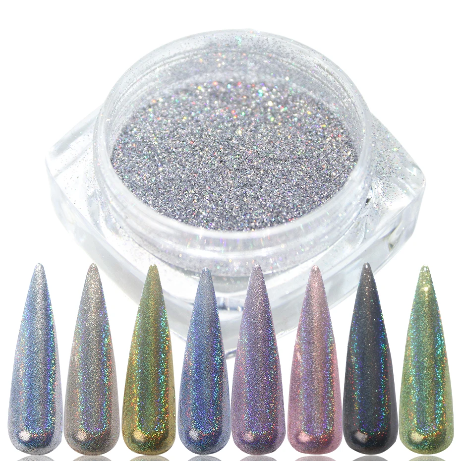 1 коробка голографическая Радуга Зеркало хромированный ноготь холо порошок