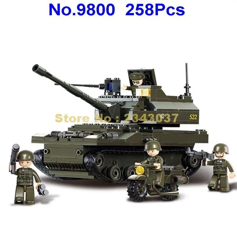 Sluban 9800 258 шт. в стиле милитари K 9 Танк Строительный блок игрушка|building blocks|tank building