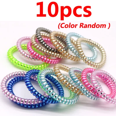 10pcs random color 3 шт., повязка на голову для женщин и девочек, телефонный шнур, конский хвост, держатели для волос, резинки для волос для девочек, резинка для волос - Цвет: 10pcs random color
