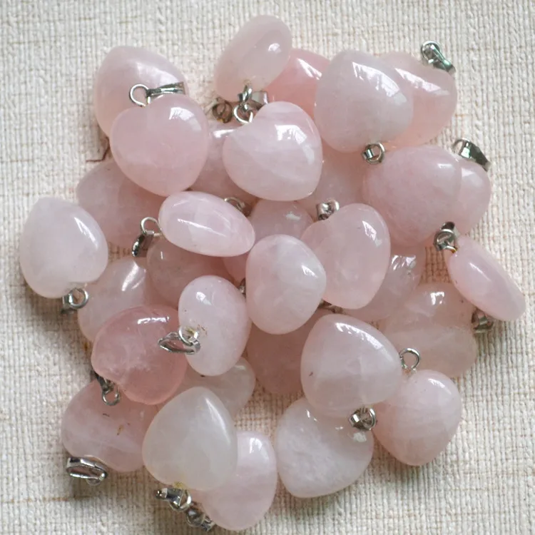 Новые модные подвески кулон сердце 50 шт. Drusy камни Цепочки и ожерелья Модные естественного исцеления Кристаллы розовый кварц Натуральный камень подвески