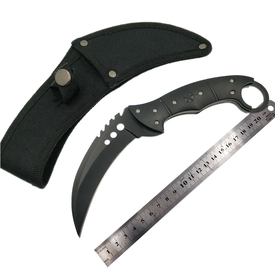 Swayboo doppler cs go karambit Походный нож, выцветает, счетчик ударов, черный мачете, тактический нож с фиксированным лезвием, инструмент для улицы
