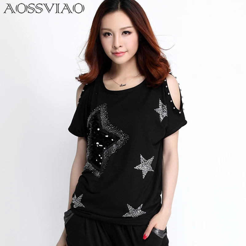 2021 футболка с открытыми плечами женская летняя camisetas mujer свободная круглым