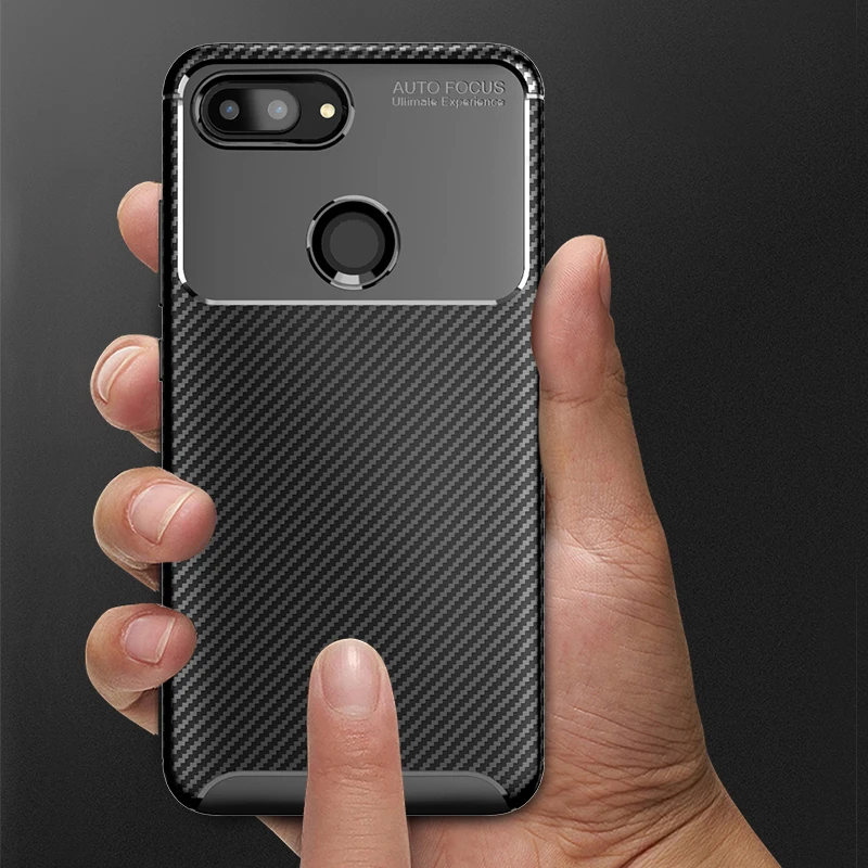 MAKAVO Carbon Fiber Case For Xiaomi Mi 8 Lite Bumper Cover Soft Silicone SE Explorer Protective |
