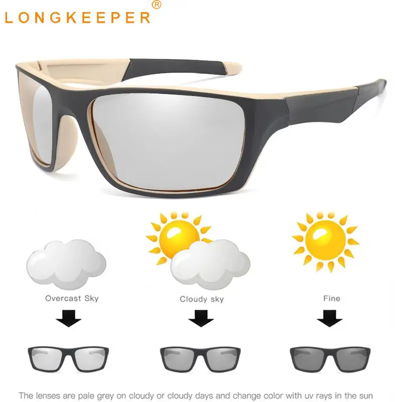 

LongKeeper New Driving Photochromic Sunglasses Men Chameleon Discoloration Glasses Polarized Sun glasses Goggles UV400 gafas