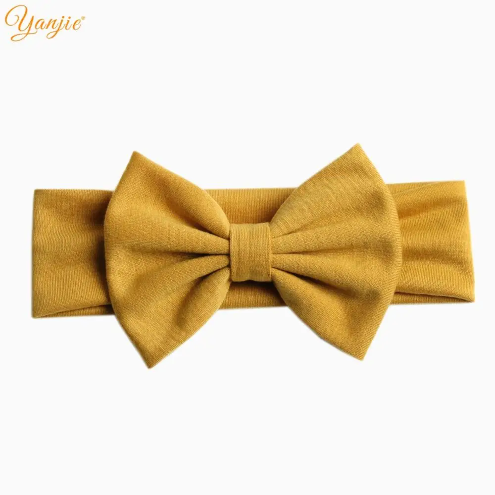 ginger 5 ''однотонная хлопковая повязка на голову с бантом для девочек Большой волос Луки Детские эластичные ленты для волос девушки День рождения подарки волос аксессуары резинк для волос резинки для волос для волос - Цвет: ginger