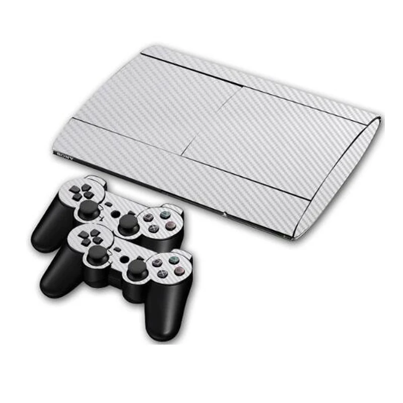 White Для PS3 Slim 4K Playstation 3 наклейка крышка виниловая игровая консоль кожа тонкий+ 2 шт скины для PS3 Slim контроллеры аксессуары - Цвет: White