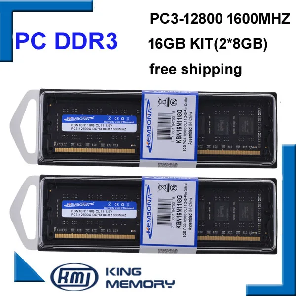 Теплоотвод KEMBONA для ПК LONGDIMM DEKSOTOP DDR3 16 ГБ 1600 МГц Гб (комплект 2x8 ГБ) совершенно новый