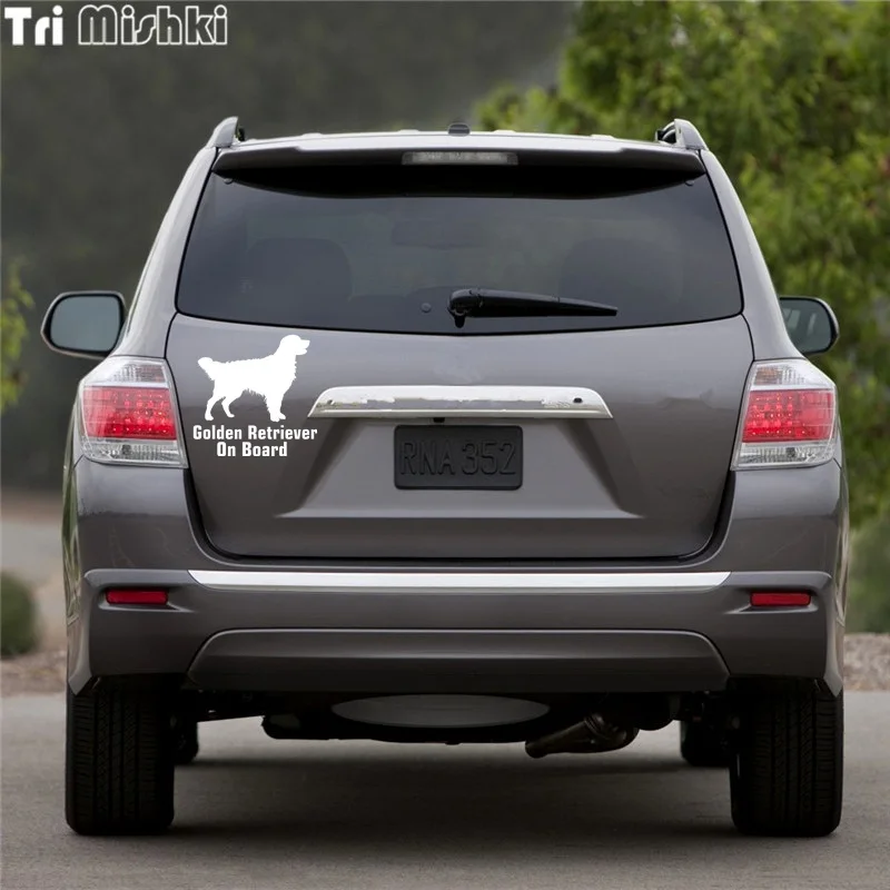 Tri Mishki HZX337# 15*15.3см Golden Retriever on board Золотистый ретривер в машине виниловые наклейки